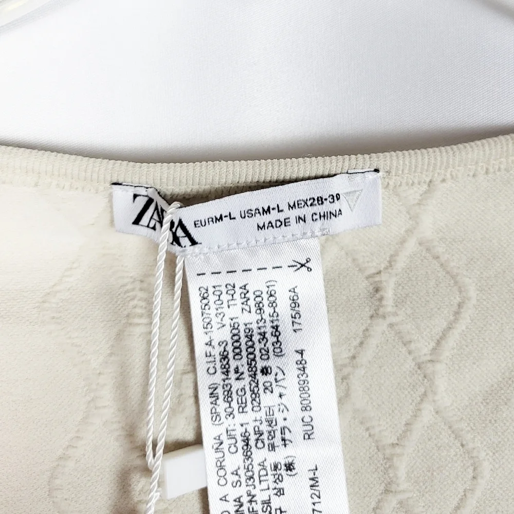 ZARA seamless floral embroidered long sleeve crop top NWT